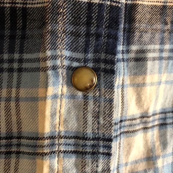 JACHS Girlfriend Blue Plaid Bea Western Button Down Flannel Top - Picture 4 of 10